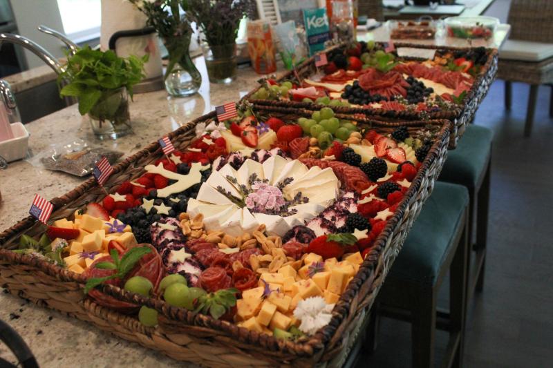 The finished product of Burkholder’s Memorial Day-themed boards. This head-turning display of fresh finger foods was a hit for the holiday weekend.